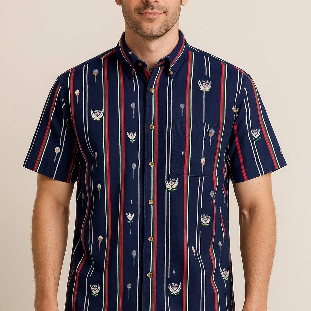 Salty Dog Gant Shirt Vintage Tennis Club design Cotton Size Large Blue Red